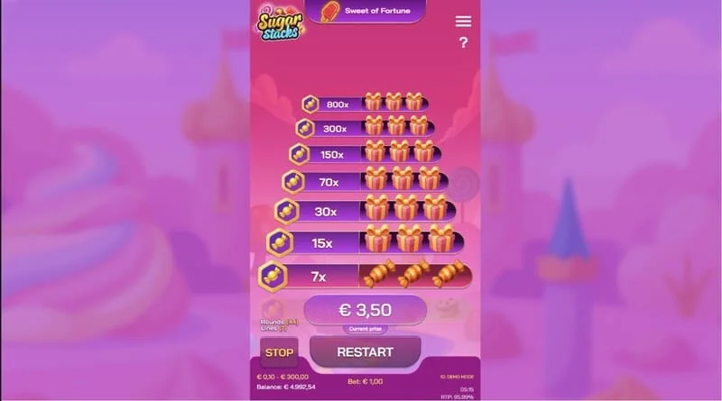 Sugar Stacks – голема добивка по исплата на горното ниво на кулата